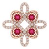 14K Rose Chatham Created Ruby and .17 CTW Diamond Clover Pendant Ref 14131444